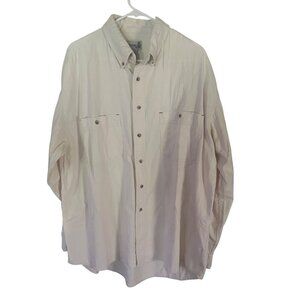 Fieldmaster long sleeve tan button up cotton shirt size XL